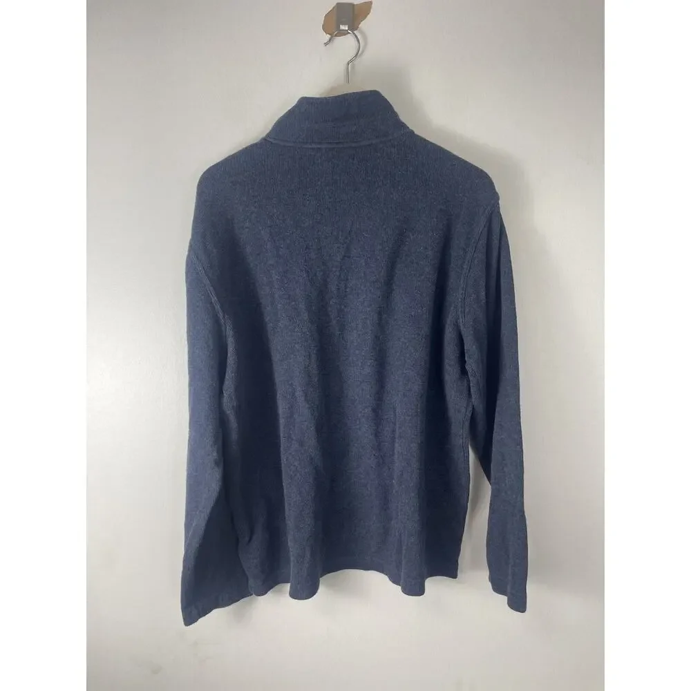 Lachlan Sweater Mens Extra Large Blue Cotton British Pullover Quarter Zip N203